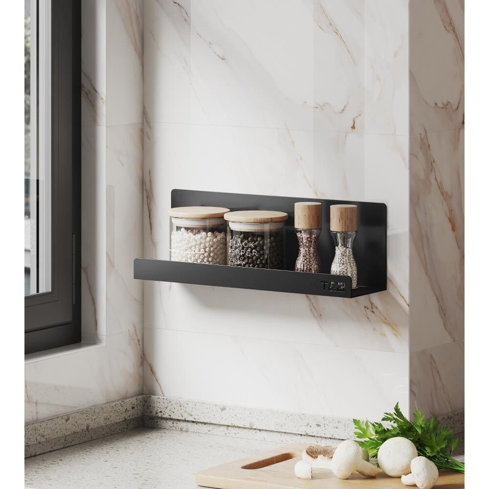 Baðherbergis hilla límfest T4 T&B matt svört