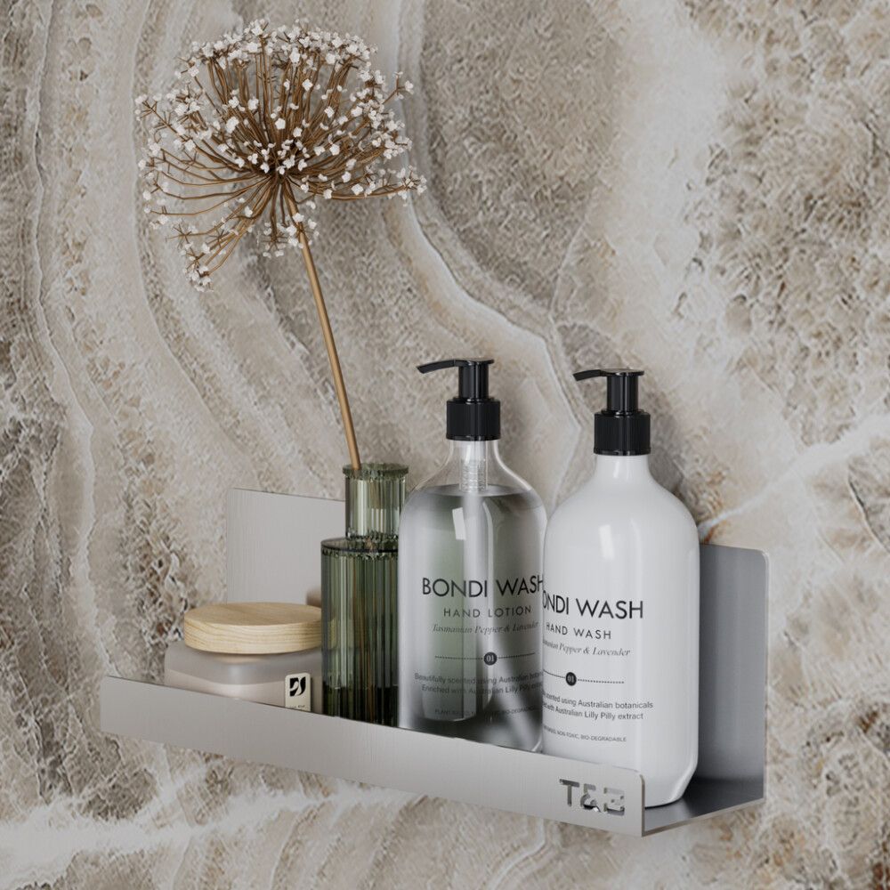 Baðherbergis hilla límfest T4 T&B burstað ál