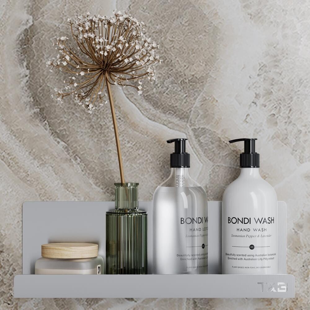 Baðherbergis hilla límfest T4 T&B burstað ál