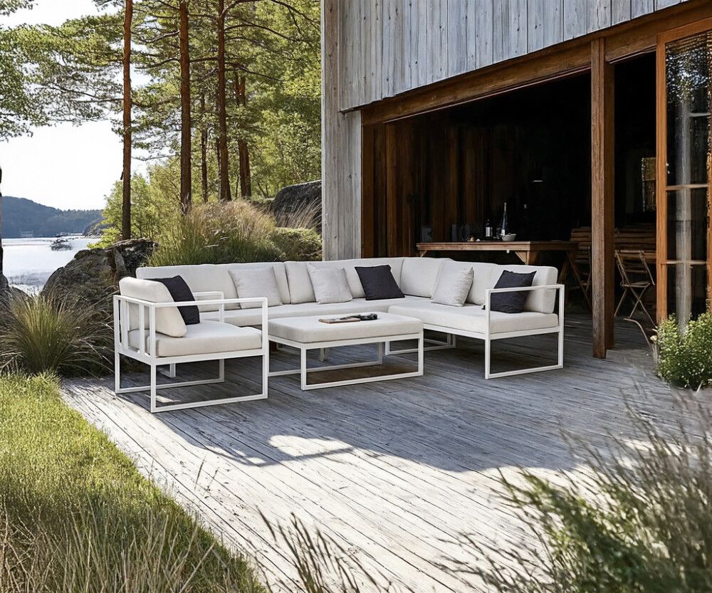 Garðsett fyrir 6 Skepparholmen grátt Sunfun