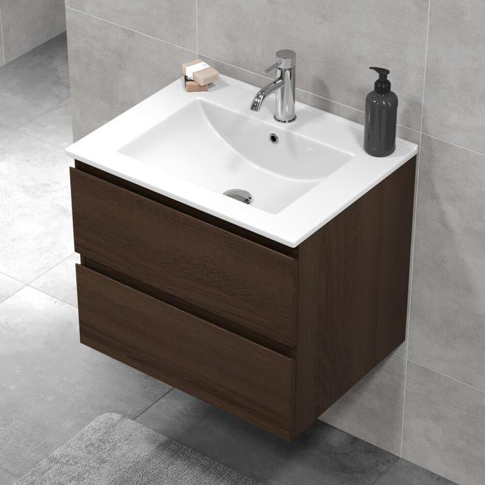 Baðinnrétting með handlaug 60 cm Camden Integrated hnota