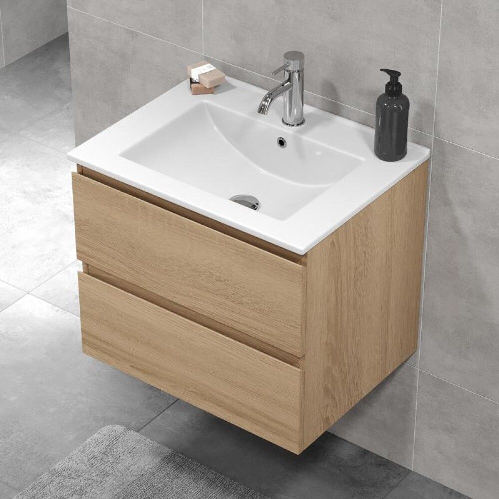 Baðinnrétting með handlaug 60 cm Camden Integrated eik