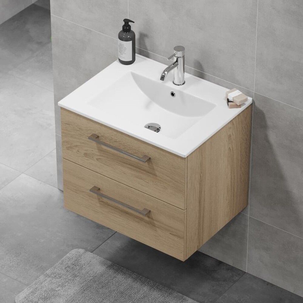 Baðinnrétting með handlaug 60 cm Camden eik