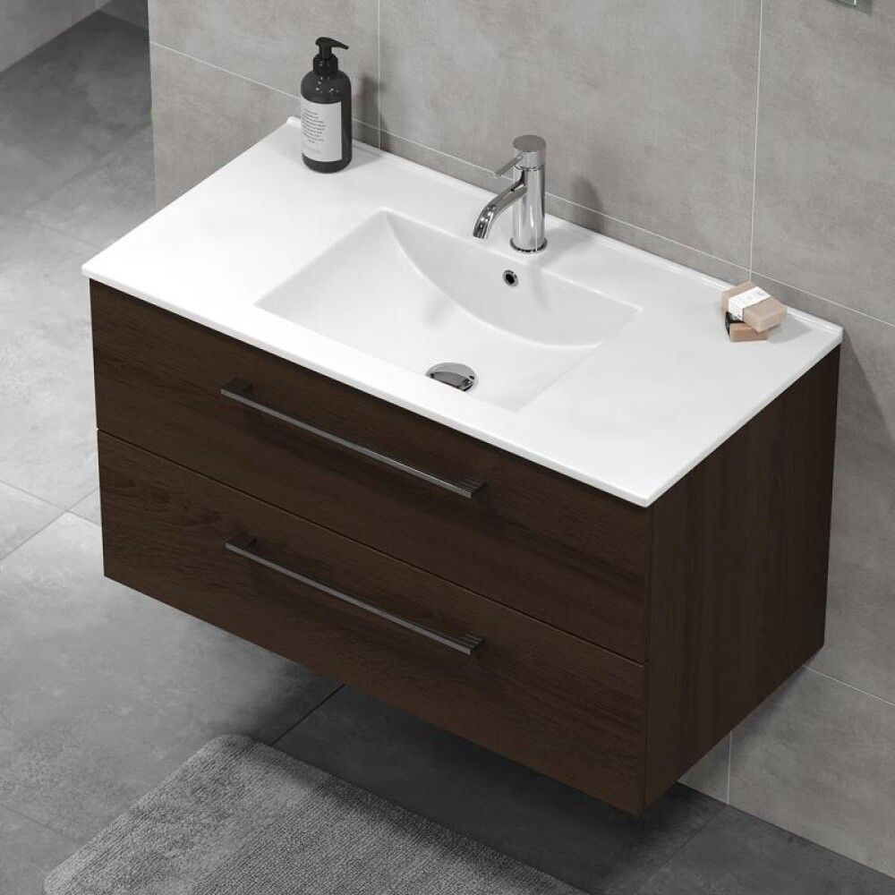 Baðinnrétting með handlaug 90 cm Camden hnota