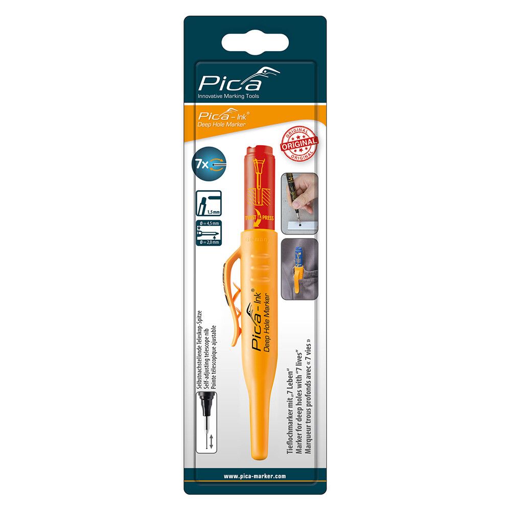 Merkipenni fyrir djúpar holur Pica-Ink rauður