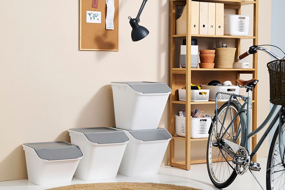 Flokkunartunna 51L Collect Stack-It hvít