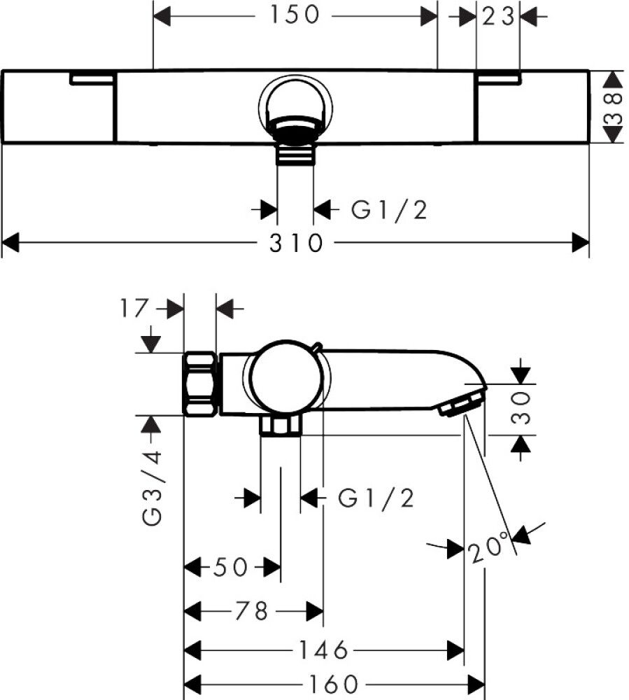 Baðtæki Hansgrohe Ecostart Fine króm
