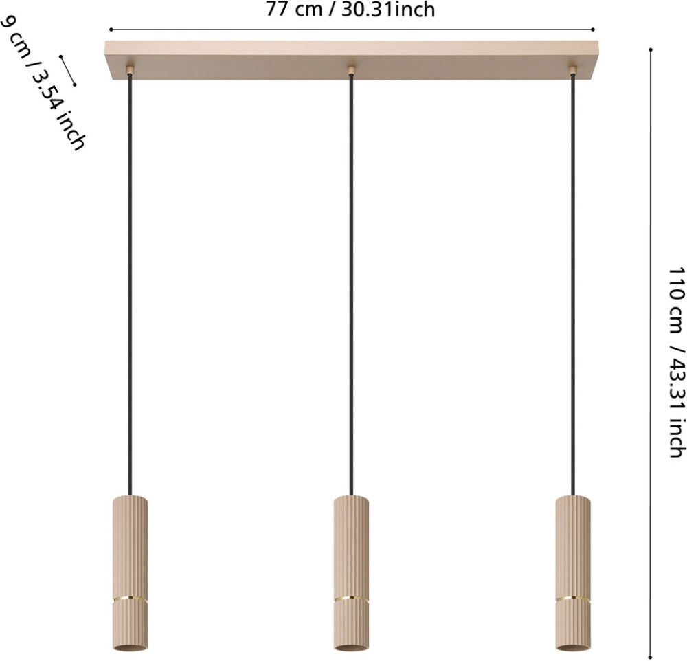 Hangandi ljós 4xGU10 Caminia sand