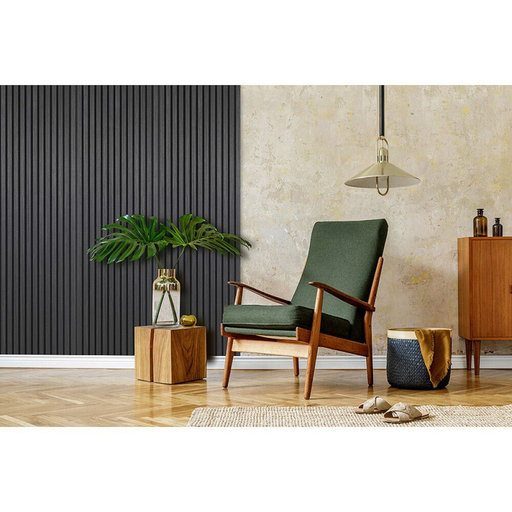 Hljóðdempandi plata svört eik 2440x520x18 mm Fanø