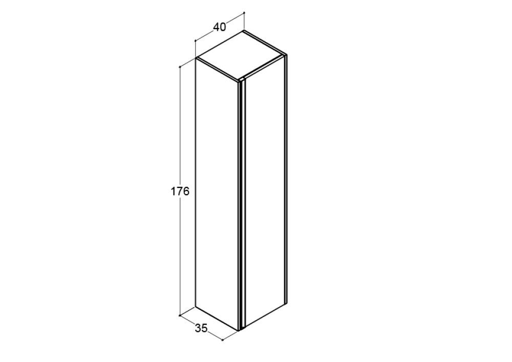 Baðskápur hár 176x40x35cm Scanbad Luna C brún eik
