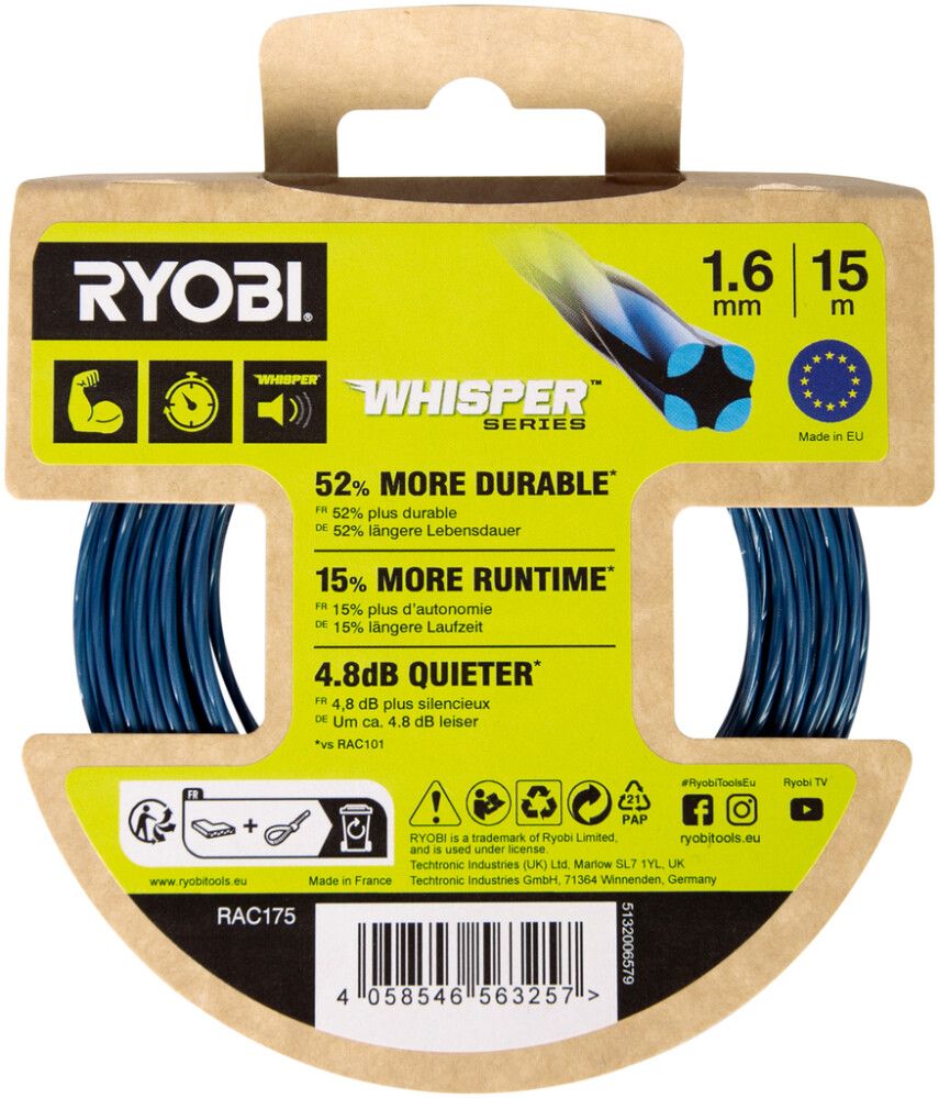 Sláttuþráður RAC175 1,6 mm x 15 m