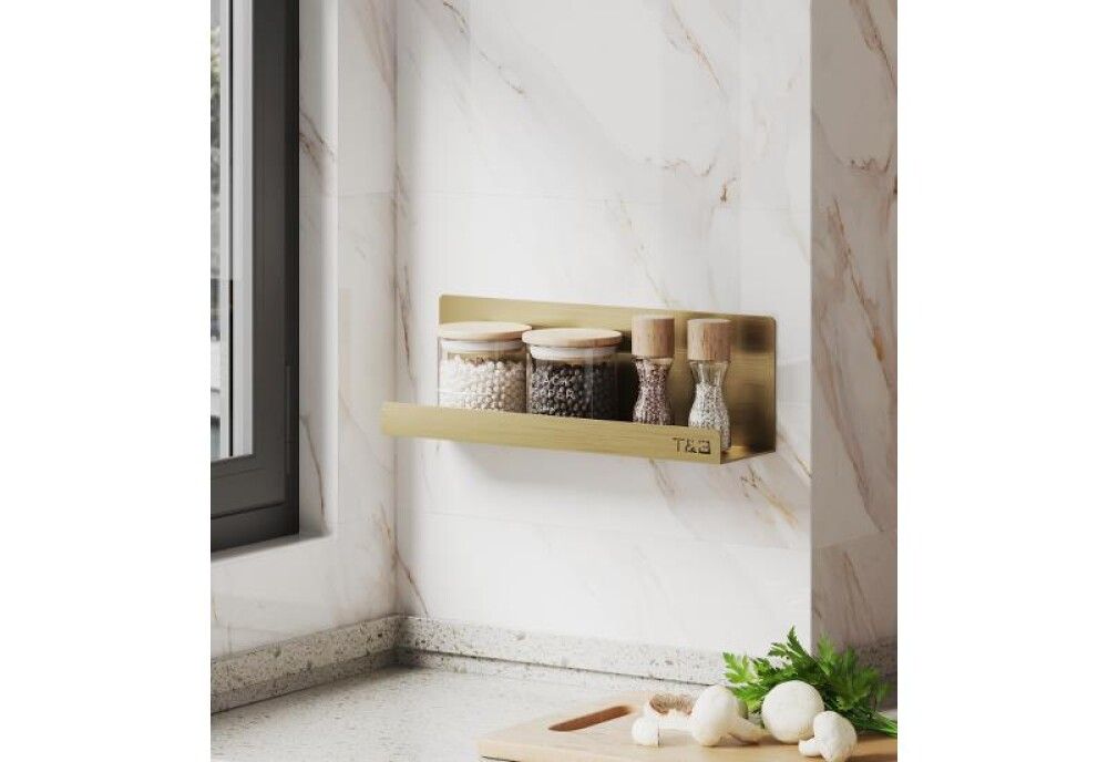 Baðherbergis hilla límfest T4 T&B gyllt