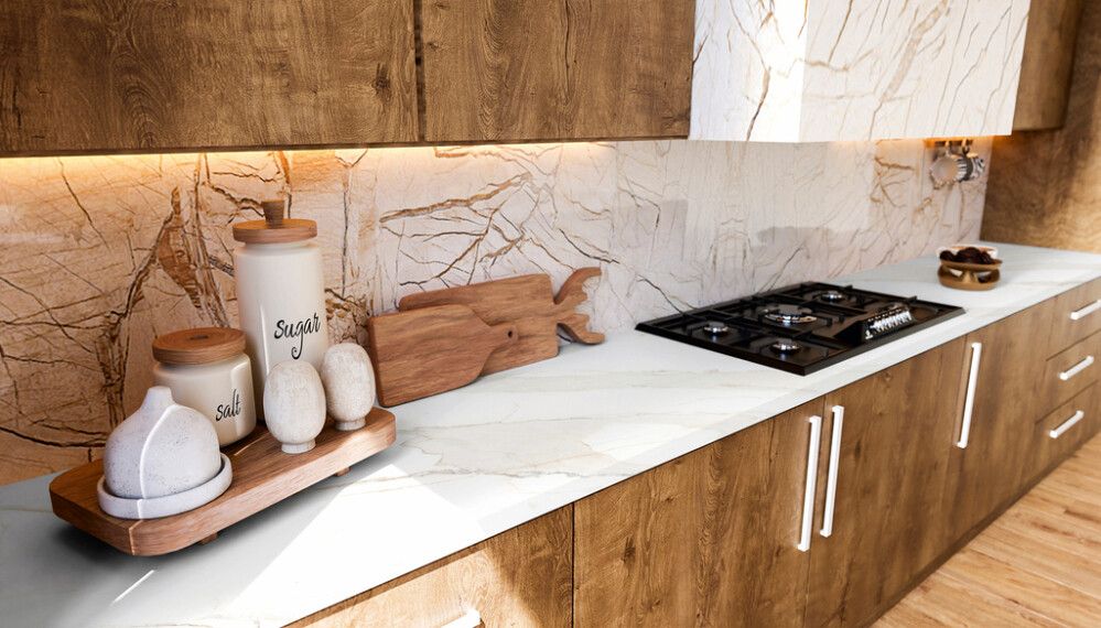 Borðplata 635x3050x28 mm Classic Thea Gold