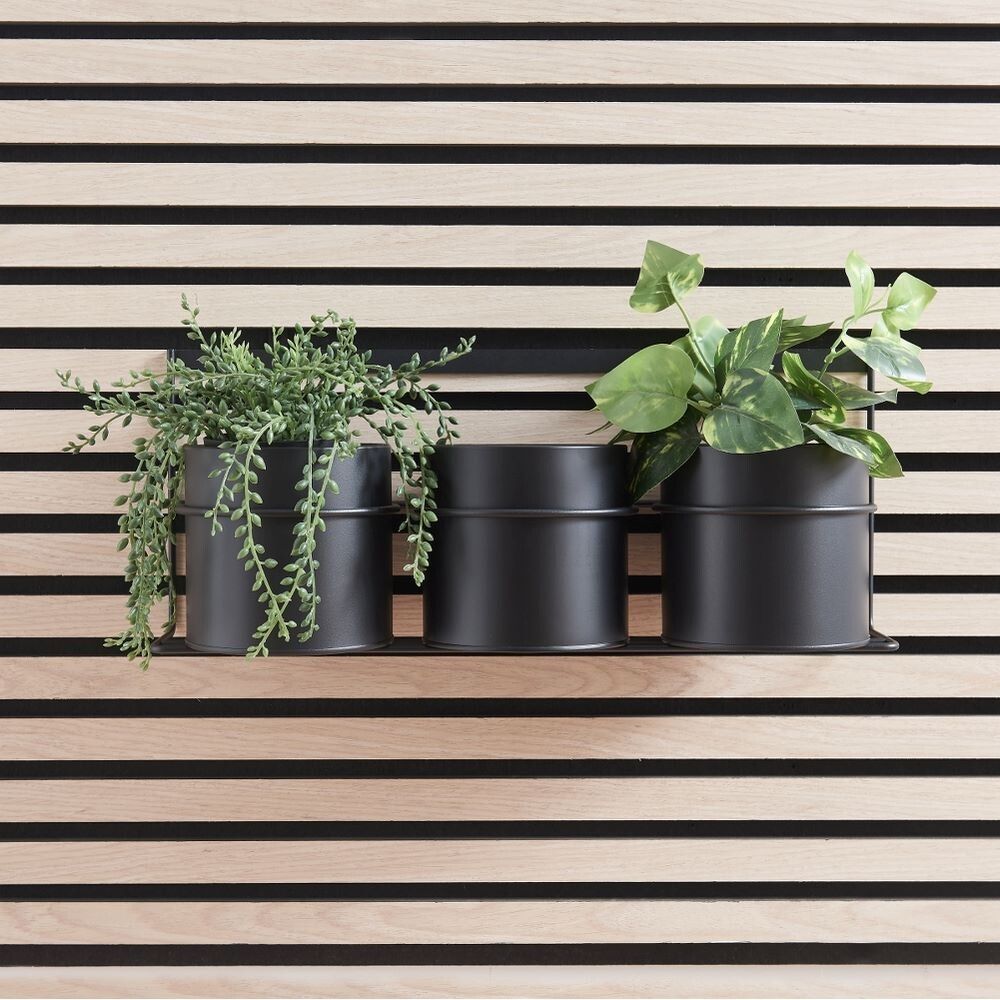 Blómapottar og hilla Ø10cm Millex matt svartir