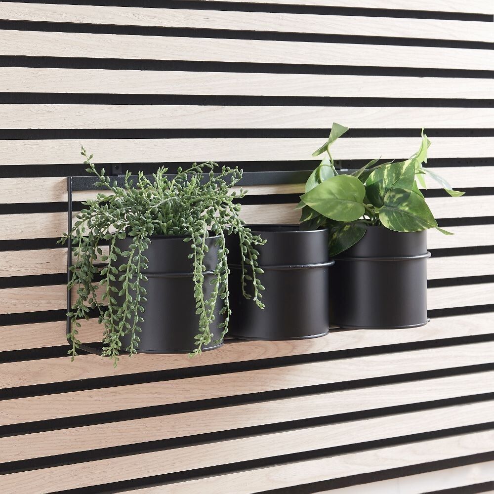 Blómapottar og hilla Ø10cm Millex matt svartir