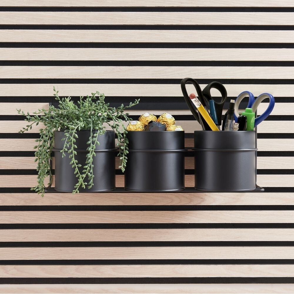 Blómapottar og hilla Ø10cm Millex matt svartir