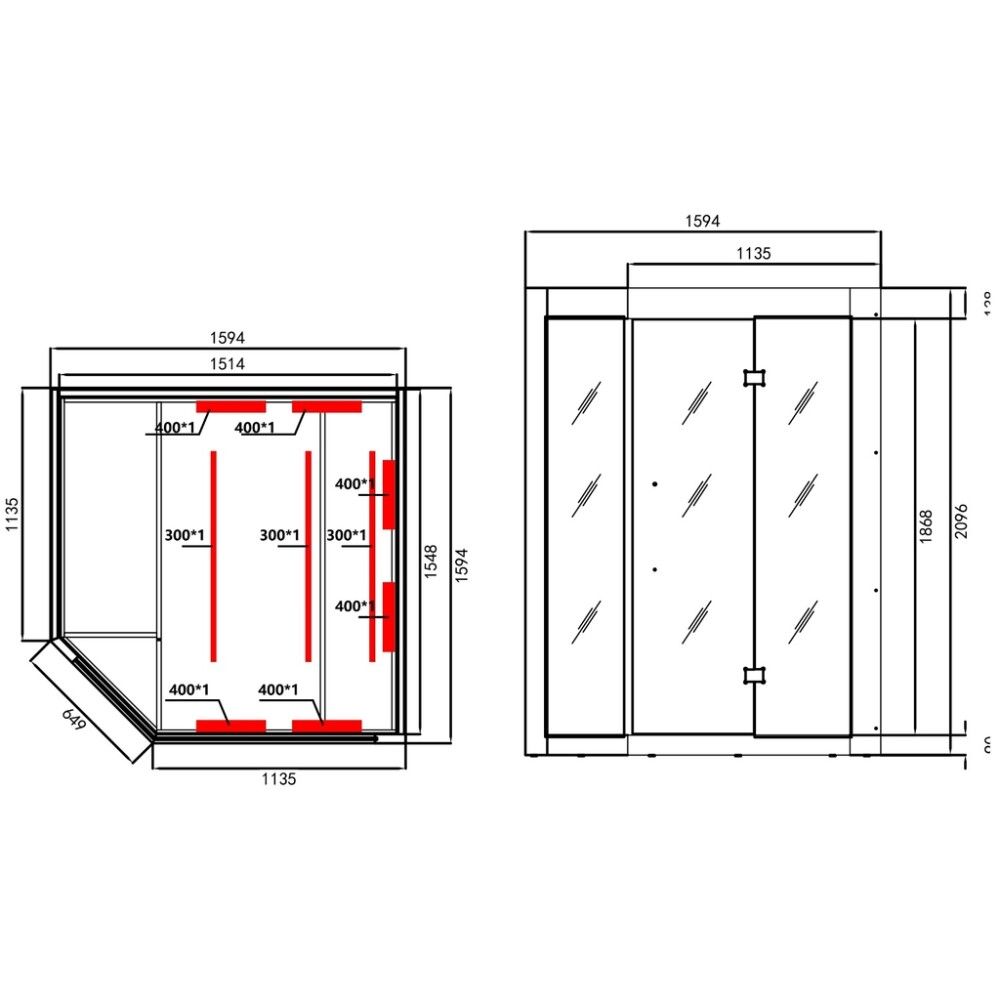 Saunaklefi infrarauður 160x160x210 cm Kiruna