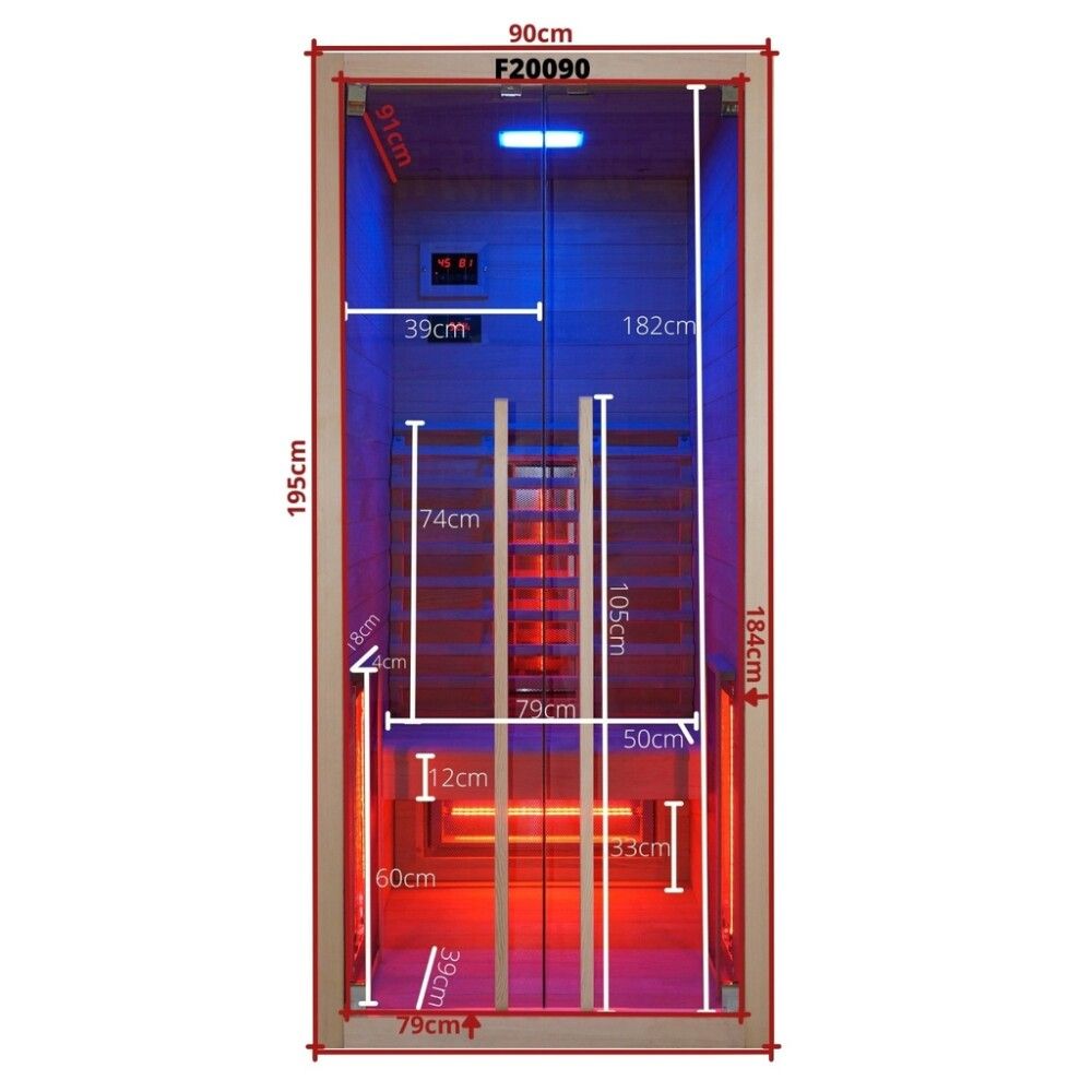 Saunaklefi infrarauður 90x100x195 cm Ruby