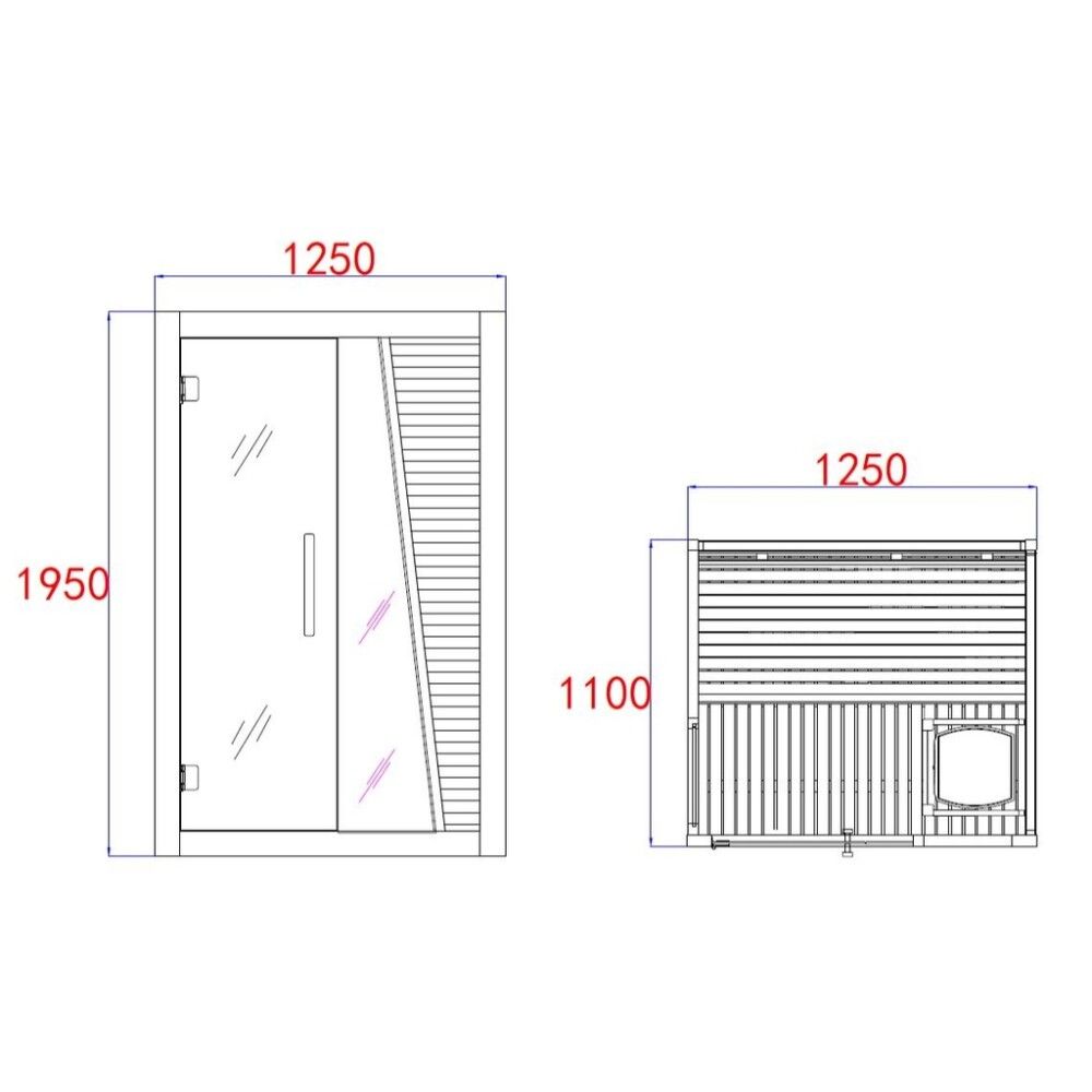 Saunaklefi 125x110x195 cm Tempre