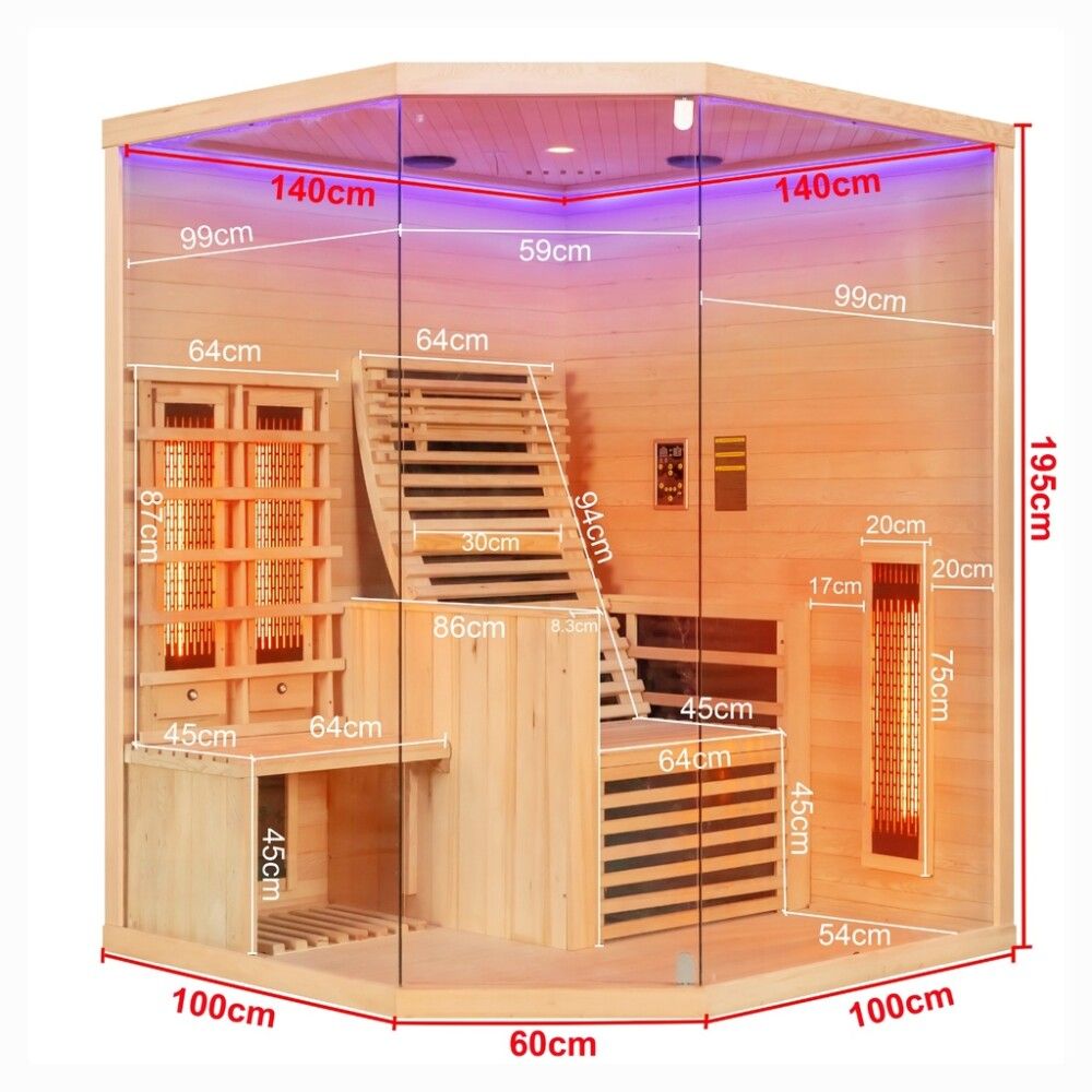 Saunaklefi infrarauður 150x150x195 cm Carbon
