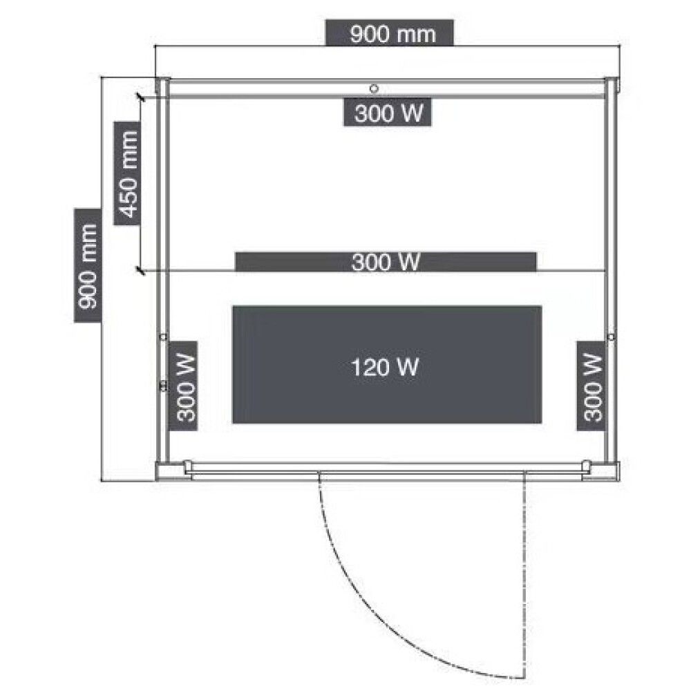 Saunaklefi infrarauður  90x90x190 cm Malmö