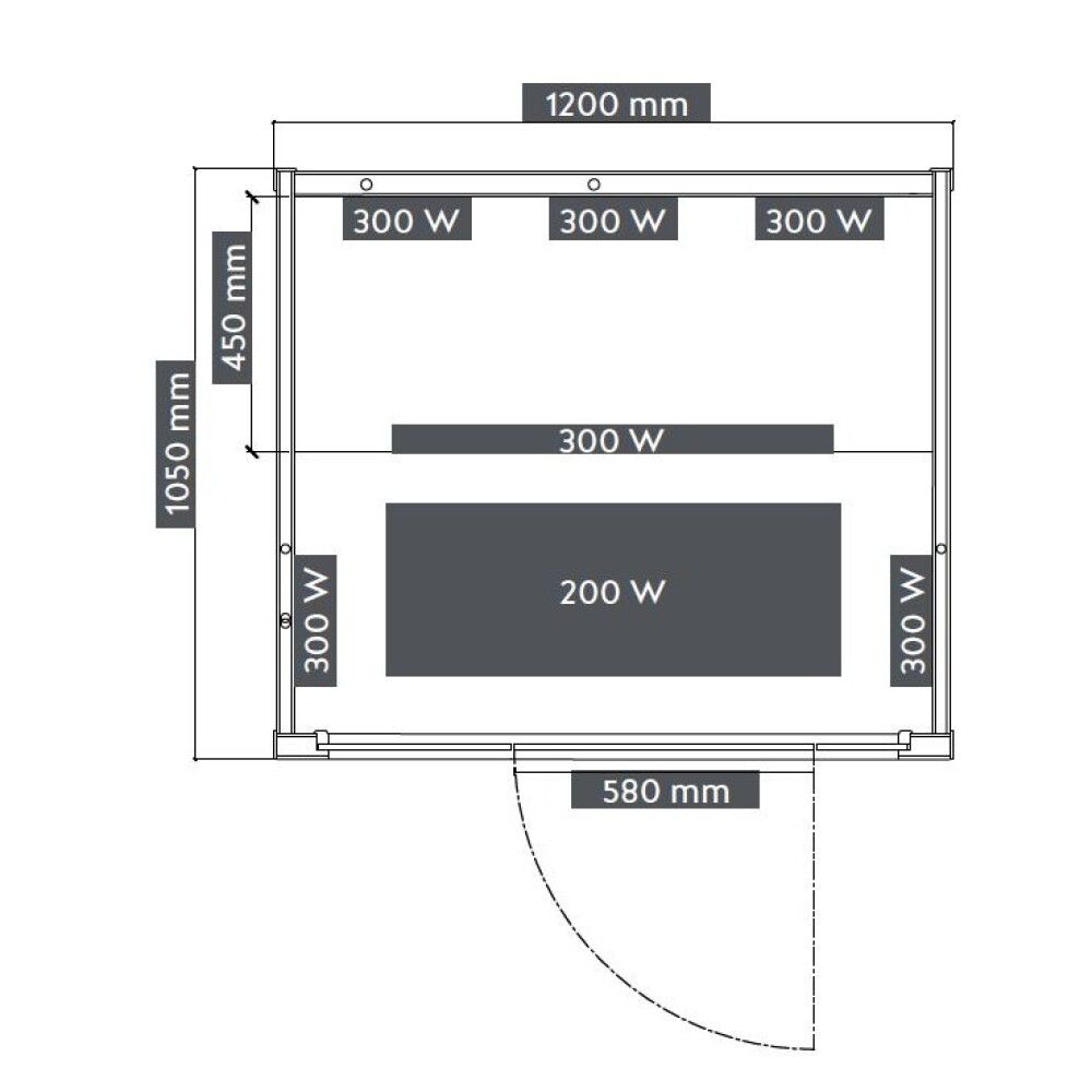 Saunaklefi infrarauður 120x105x190 cm Malmö
