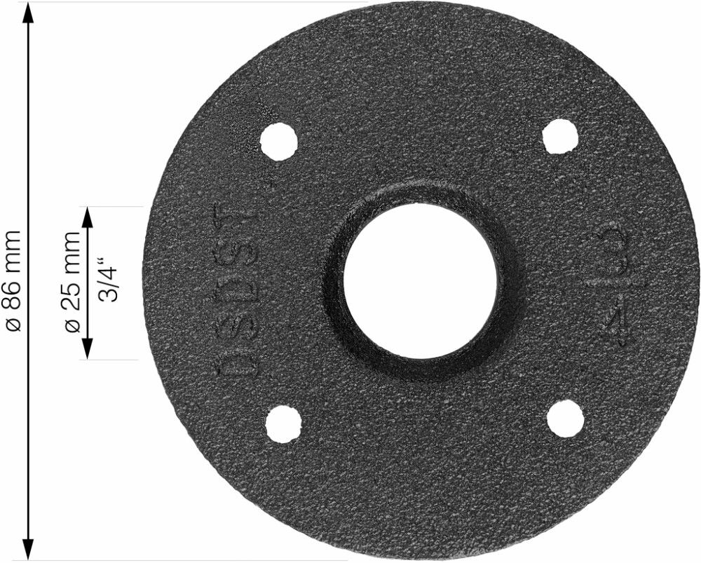 Veggfesting fyrir hillukerfi Ø86mm 3/4″ Rusticline RT1 svört