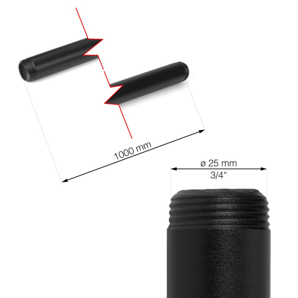 Rör fyrir hillukerfi RT-32 1000mm 3/4" Risticline svart