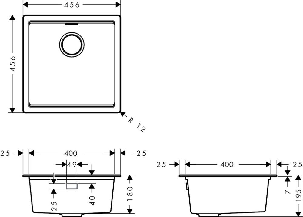 Vaskur 406x406mm Hansgrohe S530-U400