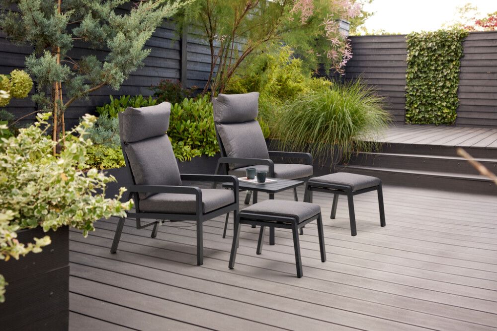 Garðsett fyrir 2 Simon með skemlum og sessum Sunfun