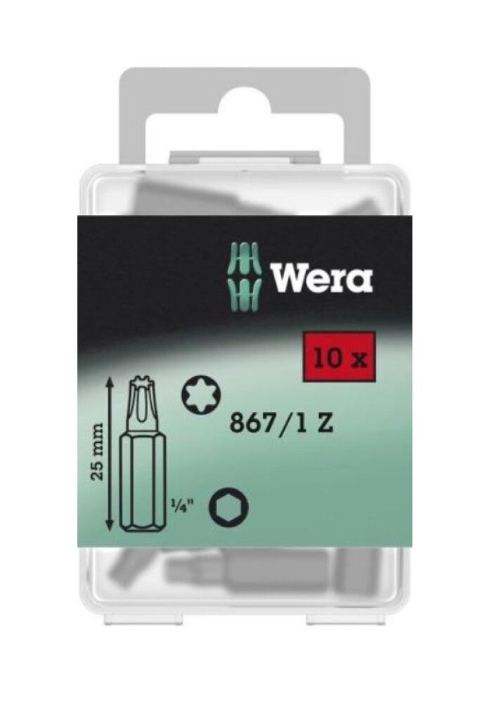 Skrúfbitar TX15 1/4" 25 mm 10 stk Wera 867/1 Z