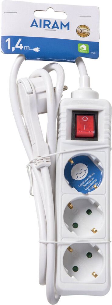 Fjöltengi með rofa 3F 1,4m Airam