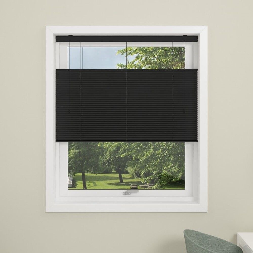 Plíseruð gardína 140x160 cm Debel Touch Split svört