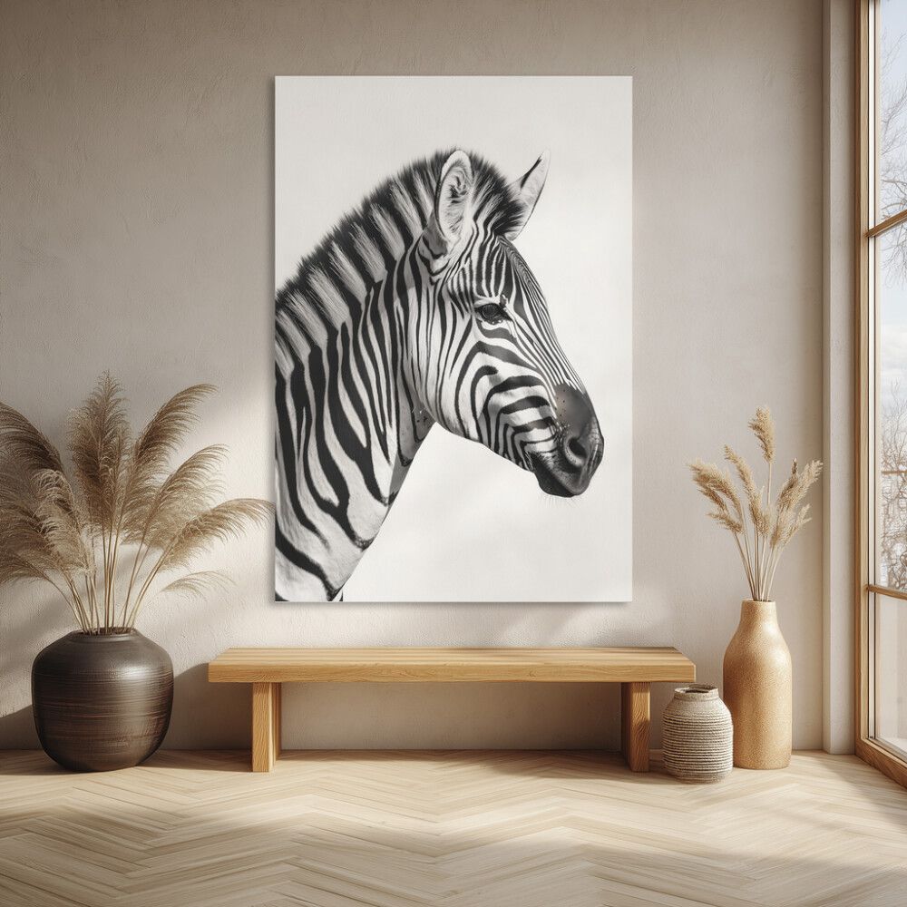 Hljóðvistarmynd sebrahestur svarthvítur 1220x1800x20 mm InEx