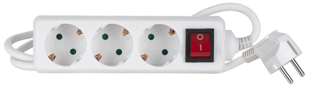 Fjöltengi með rofa 3F 1m Airam hvítt