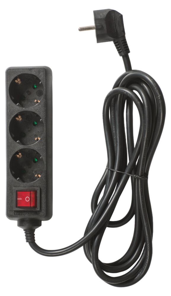 Fjöltengi með rofa 3F 3m Airam svart