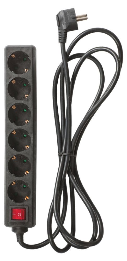 Fjöltengi með rofa 6F 3m Airam svart