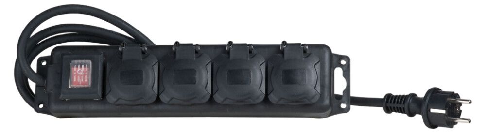 Fjöltengi gúmmí með rofa 4F 3x1,5Q IP44 Airam svart