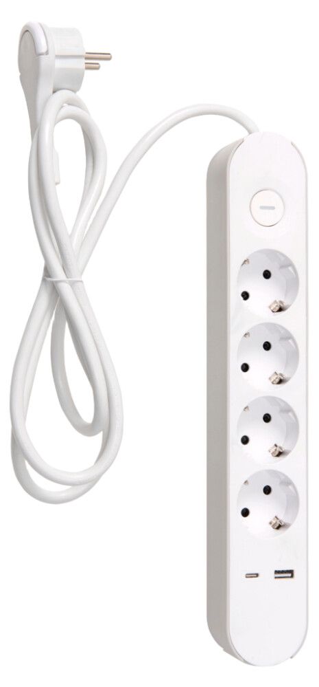 Fjöltengi 4F+2USB 1,4m Airam hvítt