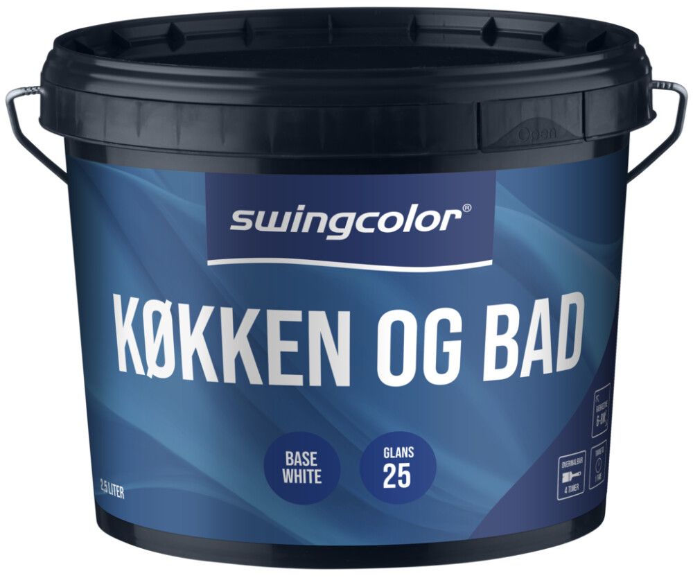 Eldhús- & Baðmálning hvítur grunnur 2,5L Swingcolor