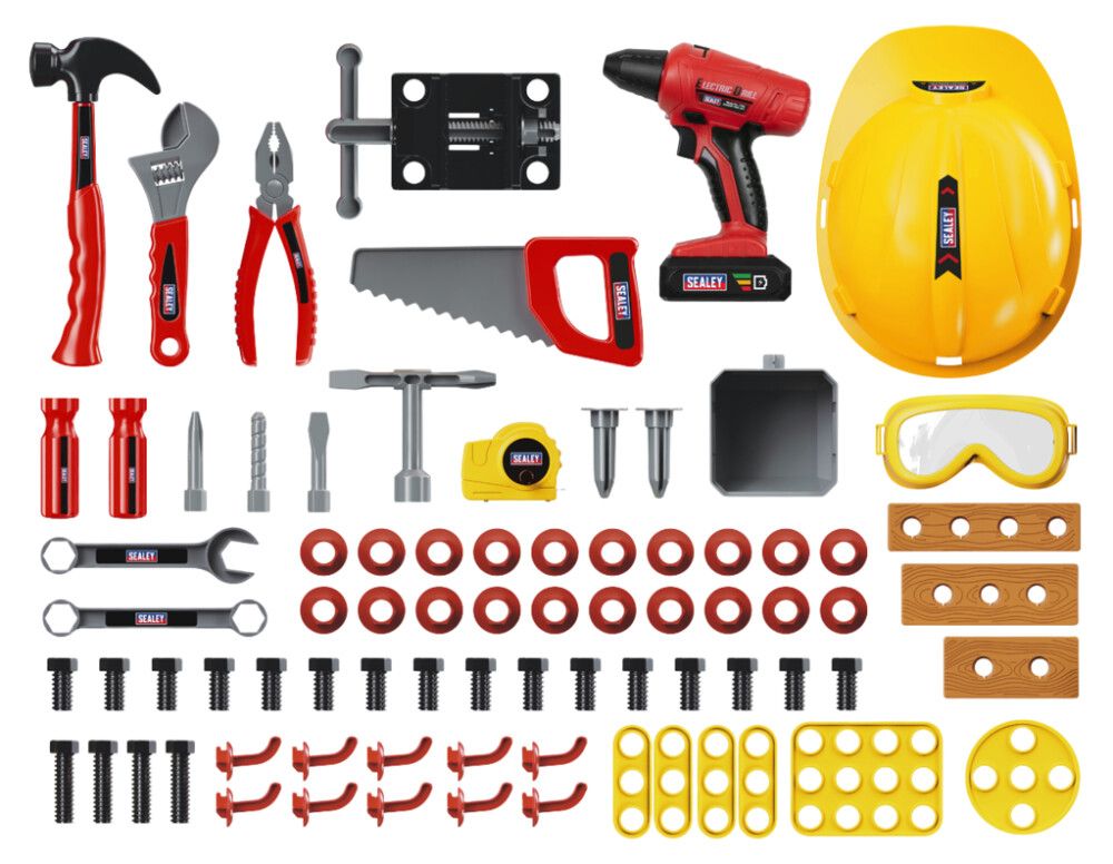 Leikfanga verkfærasett með borði fyrir börn 90 hlutir Sealey