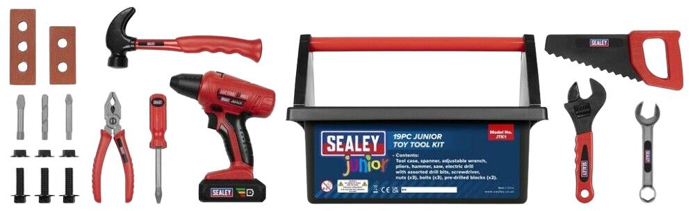 Leikfanga verkfærasett fyrir börn 19 hlutir Sealey