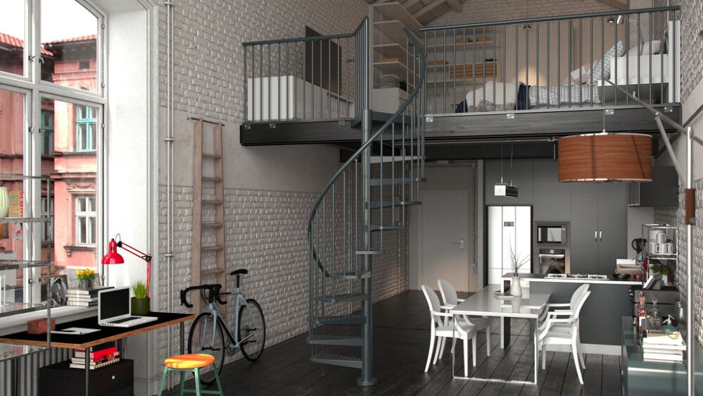 Hringstigi Ø125 cm 11+1 þrep 246-282 cm Toronto koksgrár