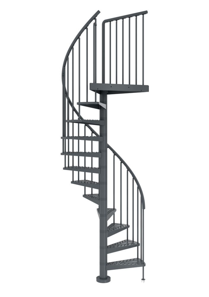 Hringstigi Ø125 cm 15+1 þrep 328-376 cm Toronto koksgrár