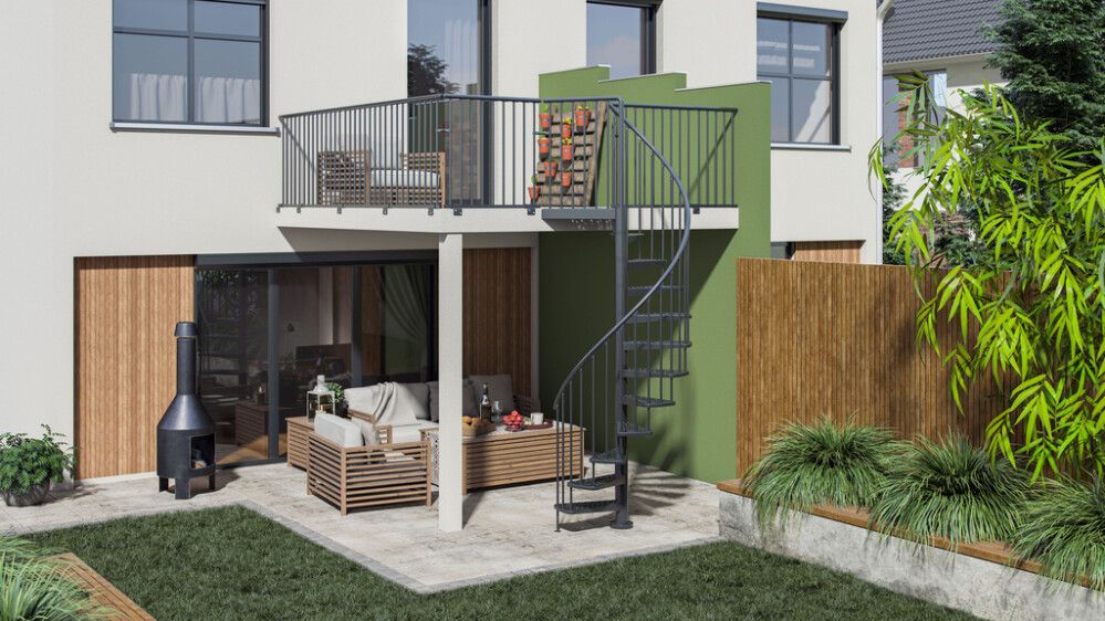 Hringstigi Ø125 cm 16+1 þrep 348,5-399,5 cm Toronto koksgrár