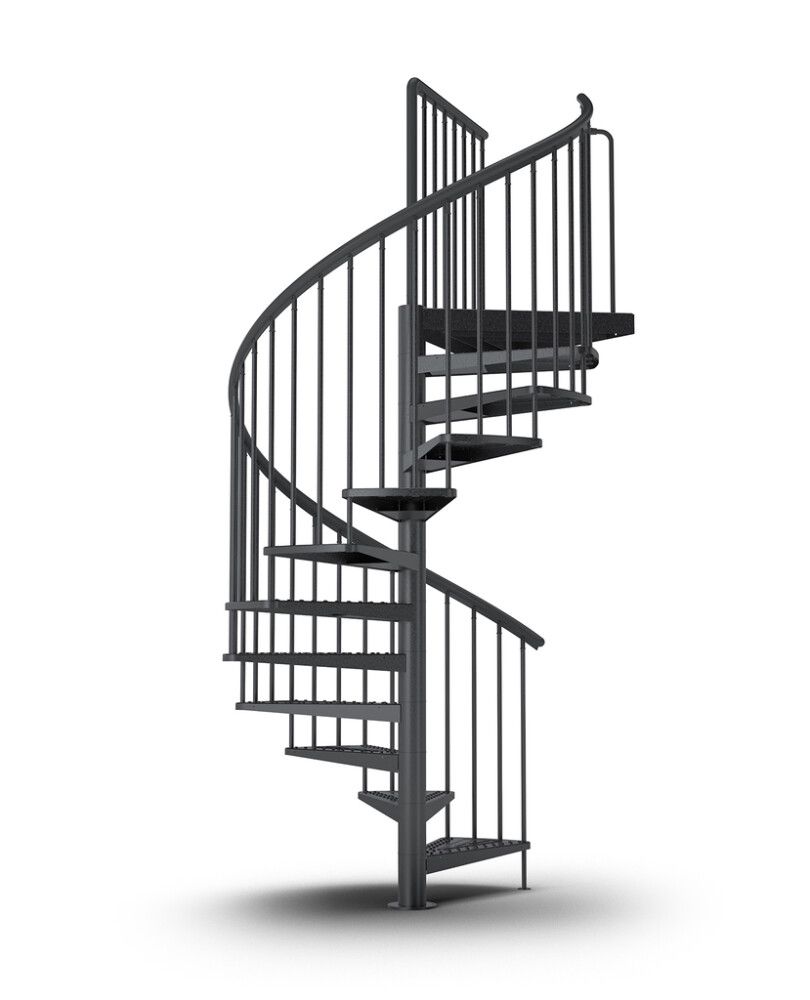 Hringstigi Ø155 cm 15+1 þrep 328-376 cm Toronto koksgrár