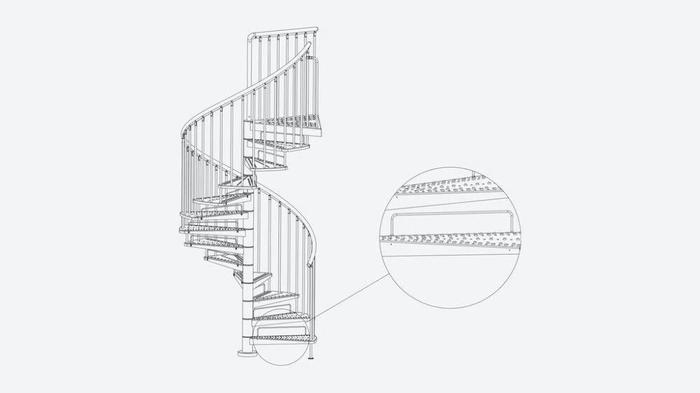 Bakjárn fyrir Ø155 cm hringstiga þrep Toronto koksgrátt