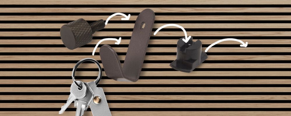 Krókar fyrir hljóðvistarplötu 2 stk brúnir Fibrotech