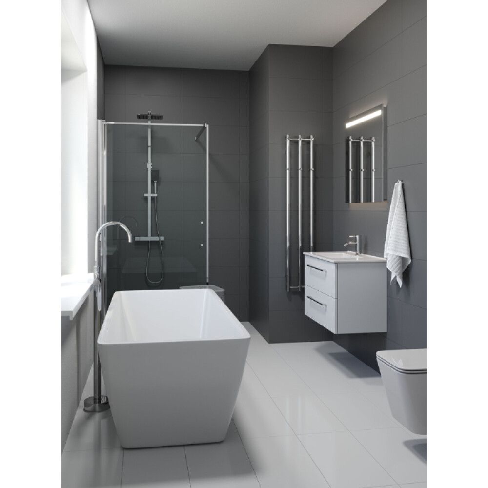 Baðinnrétting með LED spegli 75cm matt hvít