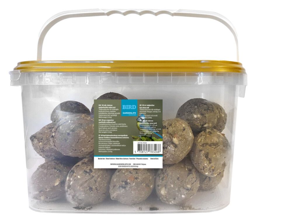 Fuglafræ lúxus fóðurkúlur 30 stk í fötu Garden Life